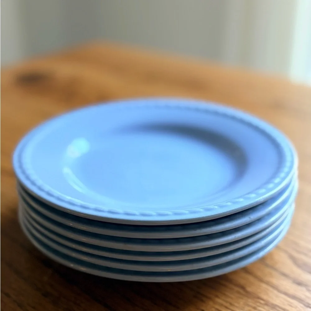 Homer Laughlin Kraft Blue set of 6 small plates- made in USA- 1940’s-1950’s!